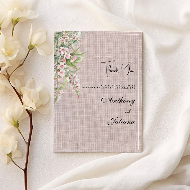 Botanical rustic blush pink mint floral Thank You Invitation (Botanical rustic blush pink mint floral Thank You)