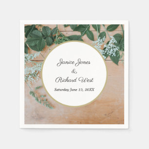 Botanical Rustic Gold Frame Custom Wedding Napkin
