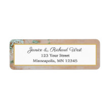 Botanical Rustic Gold Frame Wedding Return Address