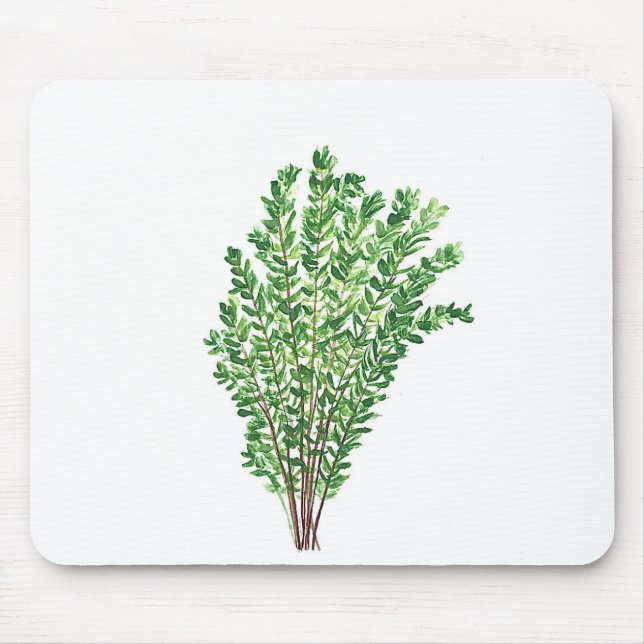 Botanical rustic kitchen garden herbs thyme mouse pad (Front)