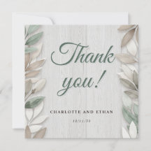 Botanical Rustic Watercolor Wedding Thank You Card