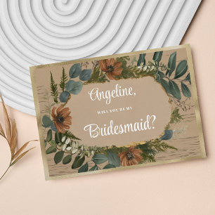Botanical rustic woodland floral Bridesmaid Invitation