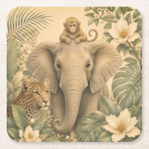 Botanical Safari Elephant Paper Coaster