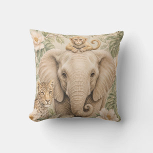 Botanical Safari Elephant Throw Pillow Neutral N