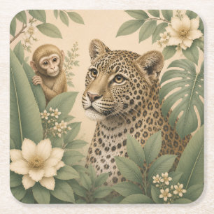 Botanical Safari Leopard Paper Coaster