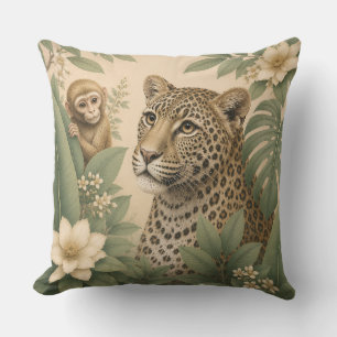 Botanical Safari Leopard Pillow