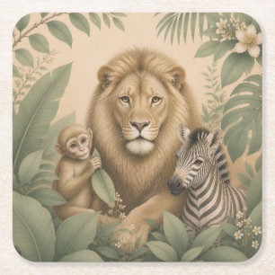 Botanical Safari Lion Paper Coaster