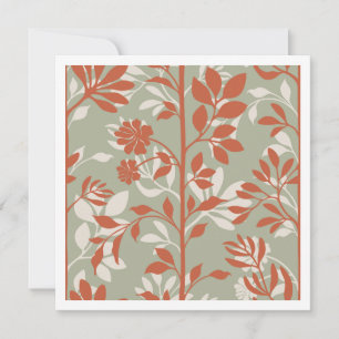 Botanical Sage Coral Poetic Floral Art Card