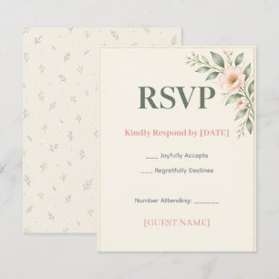 Botanical Sage Green Baby Shower RSVP Card