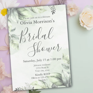 Botanical Sage Green Bridal Shower Invitation
