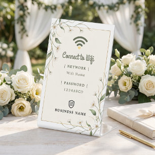 Botanical Sage Green Business Wifi Password Pedestal Sign