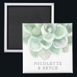 Botanical Sage Green Succulent Wedding Favour Magnet<br><div class="desc">Botanical wedding favour magnet with a large pastel green succulent at the top and your names in a soft grey font. These magnets make for a great favour for your wedding guests. It's something personal as well as something they will likely find useful as they use it to hang items...</div>