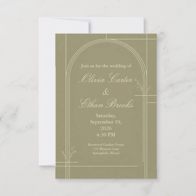 Botanical Sage Wedding Invitation (Front)