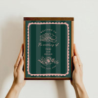 Botanical Scalloped Border Stripe Wedding Welcome