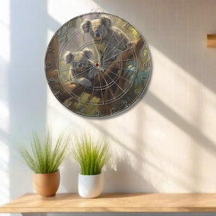 Botanical scene curious koalas in eucalyptus tree  dartboard