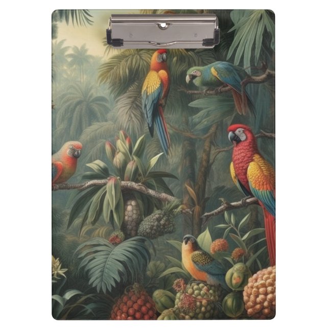 Botanical scene of parrots and pineapples  clipboard (Front)