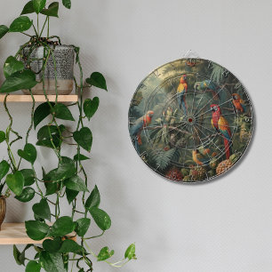 Botanical scene of parrots and pineapples dartboard