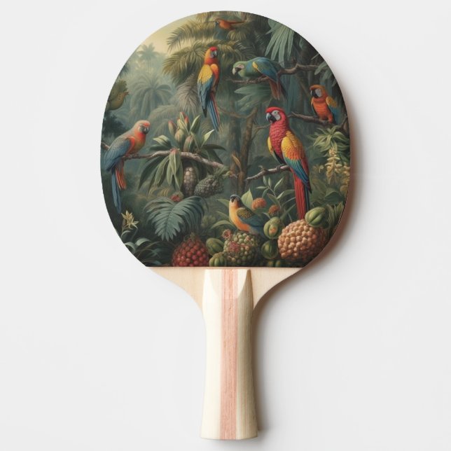 Botanical scene of parrots and pineapples  ping pong paddle (Front)