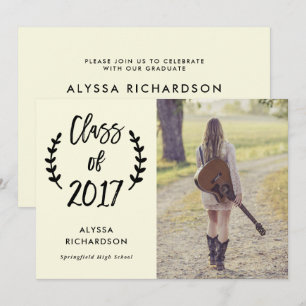 Botanical Script   Photo Graduation Party Invite