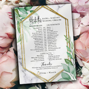 Botanical Script Text Wedding Day Timeline