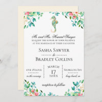 Botanical Seahorse Wedding Invitation