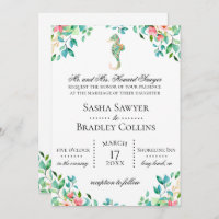 Botanical Seahorse Wedding Invitation