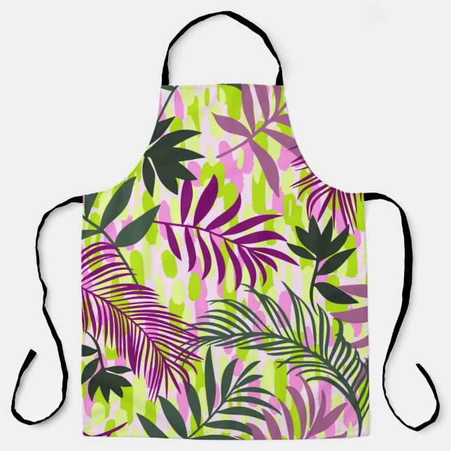 Botanical seamless pattern mixed with geometric sh apron (Front)