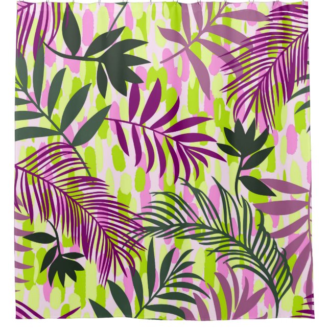 Botanical seamless pattern mixed with geometric sh shower curtain (Front)