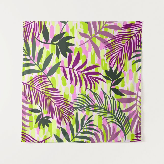 Botanical seamless pattern mixed with geometric sh tapestry (Front)