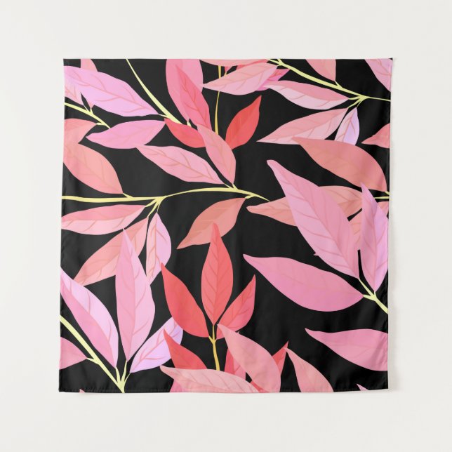 Botanical seamless pattern with leaves. Bright sum Tapestry (Front)