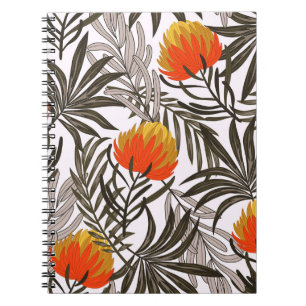 Botanical seamless tropical pattern with bright pl notebook
