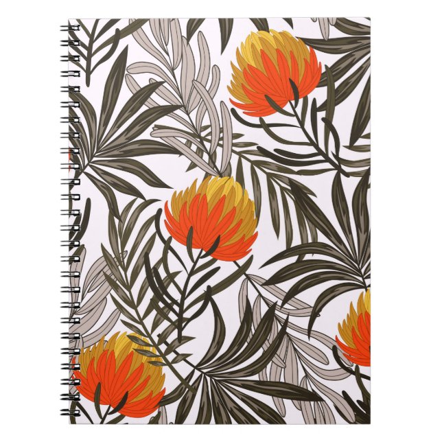 Botanical seamless tropical pattern with bright pl notebook (Front)
