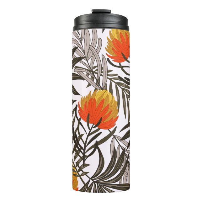 Botanical seamless tropical pattern with bright pl thermal tumbler (Front)