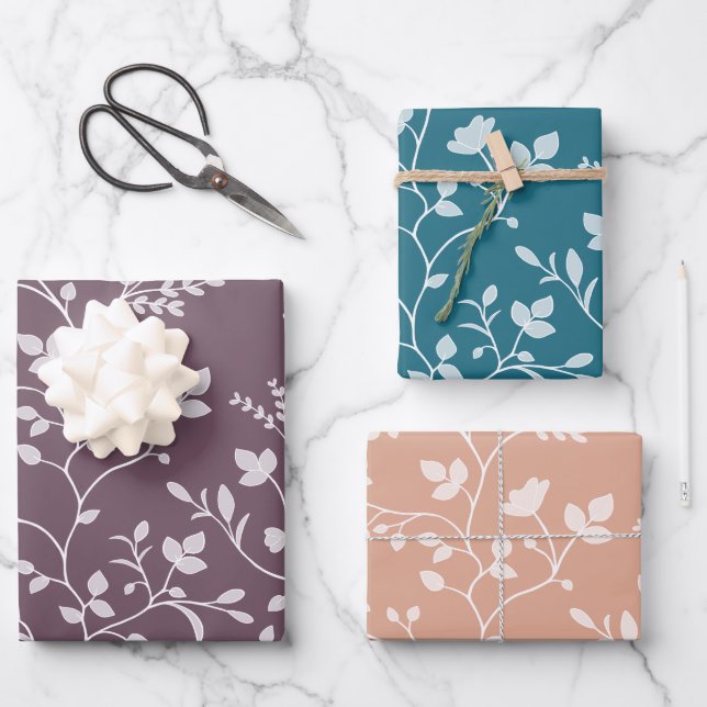 Botanical Serenade Minimalist White Floral Gift Wrapping Paper Sheet (Front)