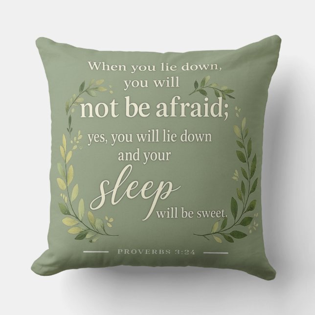 Botanical Serenity - Proverbs 3:24 Cushion (Front)