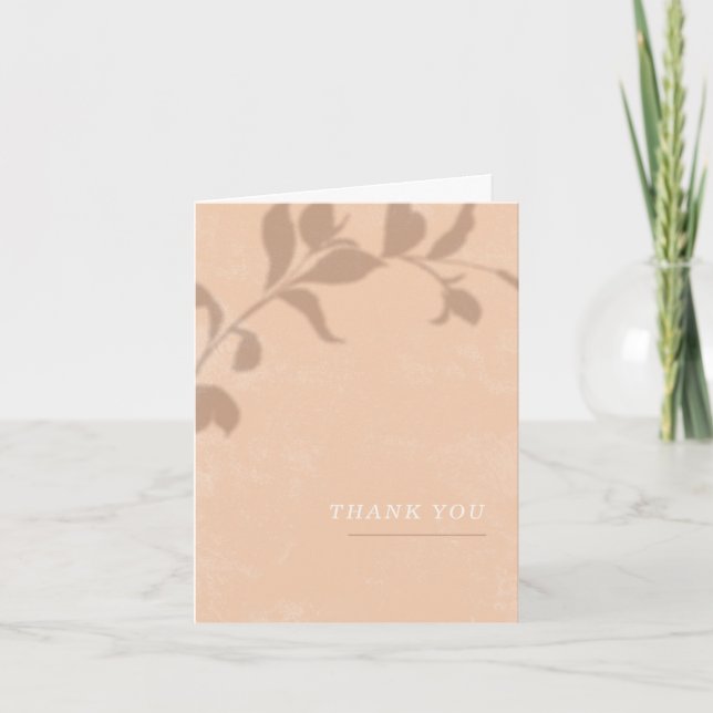 Botanical Shadow Wedding Thank You Card - Orange (Front)