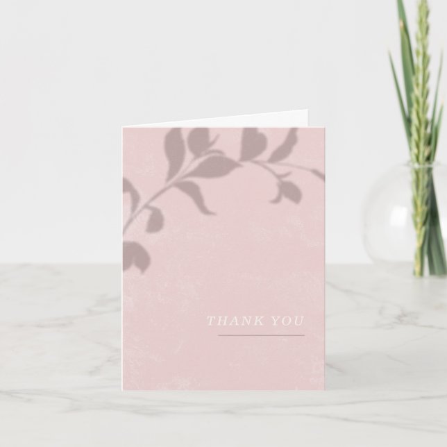Botanical Shadow Wedding Thank You Card - Pink (Front)