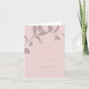 Botanical Shadow Wedding Thank You Card - Pink