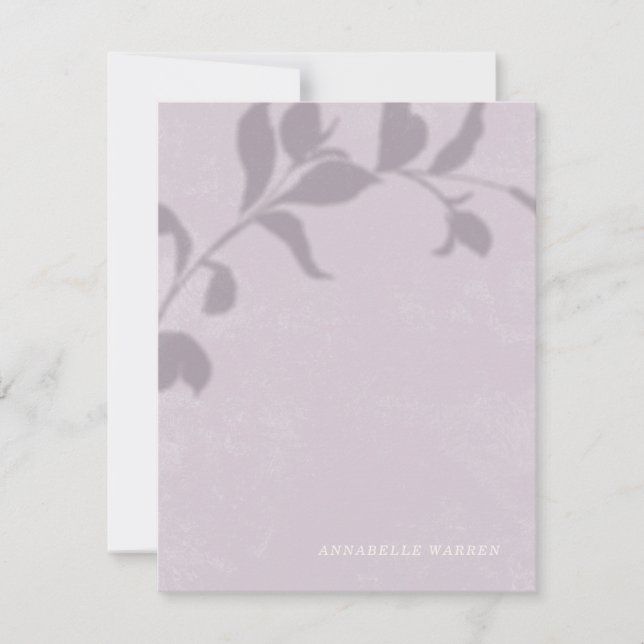 Botanical Shadow Women's Stationery - Purple Card (Front)