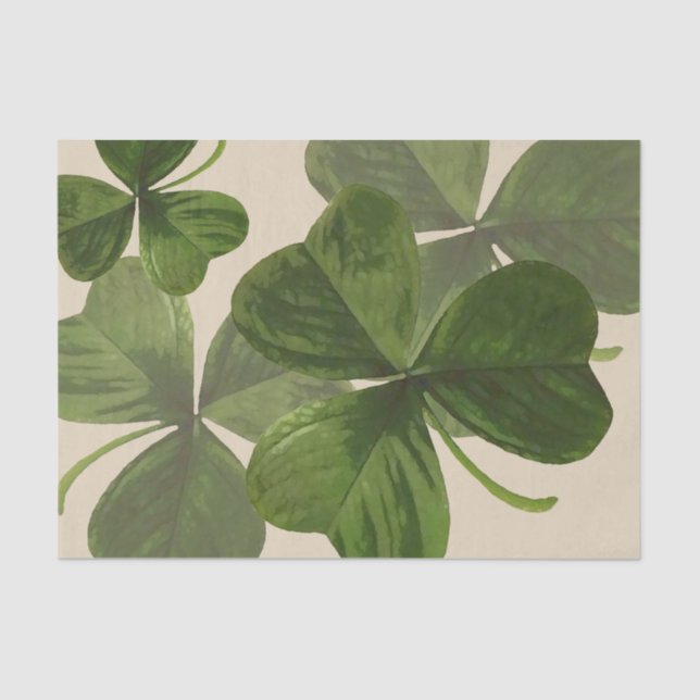 Botanical Shamrock Photos on Custom Colour Tissue Paper (Front)