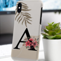 Botanical Shape Boho Retro With Name 1st Capital A