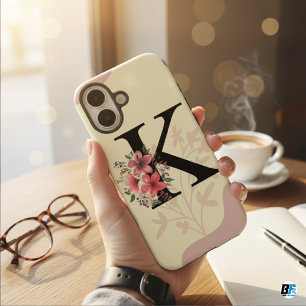 Botanical Shape Boho Retro With Name 1st Capital K iPhone 16 Case