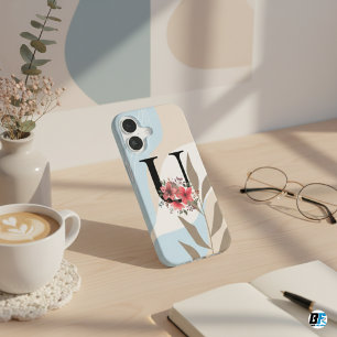 Botanical Shape Boho Retro With Name 1st Capital U iPhone 16 Case
