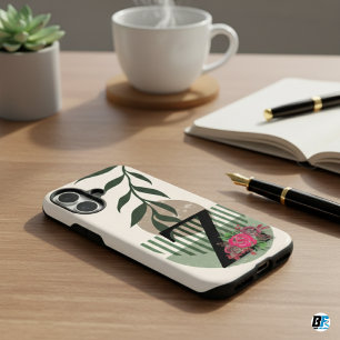 Botanical Shape Boho Retro With Name 1st Capital Z iPhone 16 Case