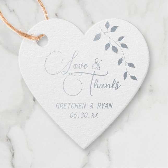 Botanical Silver Foil + Sage Green Favour Tag (Front)