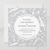 Botanical Silver Grey Pattern Wedding
