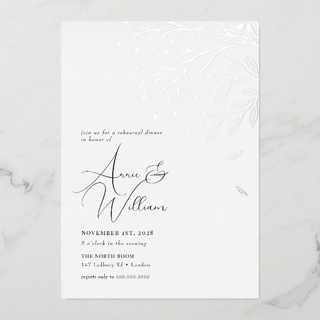 Botanical Silver Leaf Rehearsal Dinner  (Front)