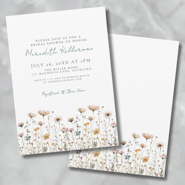 Botanical Simple Wildflower Bridal Shower Invitation (Botanical Simple Wildflower Bridal Shower Invitation )