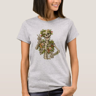 Botanical Skeleton Peace Pose – Nature’s Humor T-Shirt