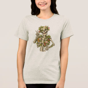 Botanical Skeleton Peace Pose – Nature’s Humour Tri-Blend Shirt